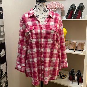 Pretty Pink & Plaid Button Up Shirt